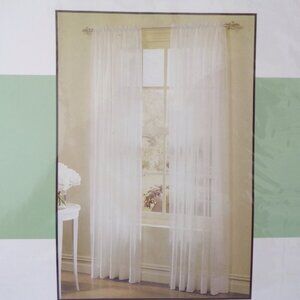 Voile Sheer Window Panel rod pocket 59in x 63in Ivory